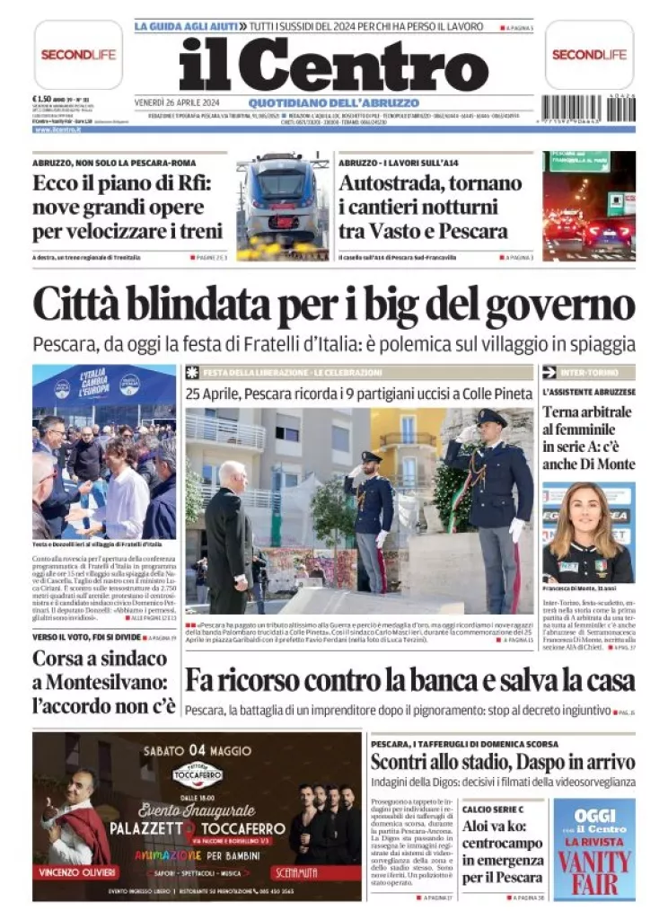 Prima-pagina-il centro-oggi-edizione-del-2024-04-26